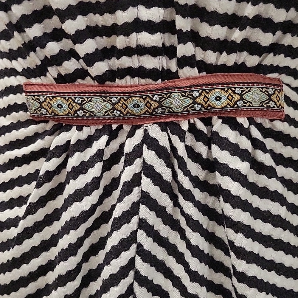 One September Anthroplogie Elegant Black and White Striped Blouse - Picture 4 of 7